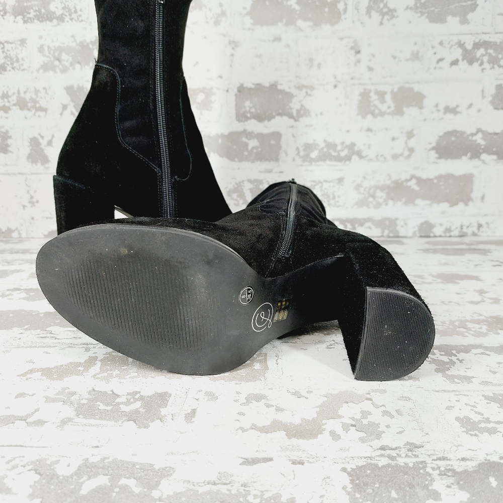 Chinese Laundry Black Round Toe Side Zipper Chunky Block Heel Ankle Booties T164 - Picture 6 of 10